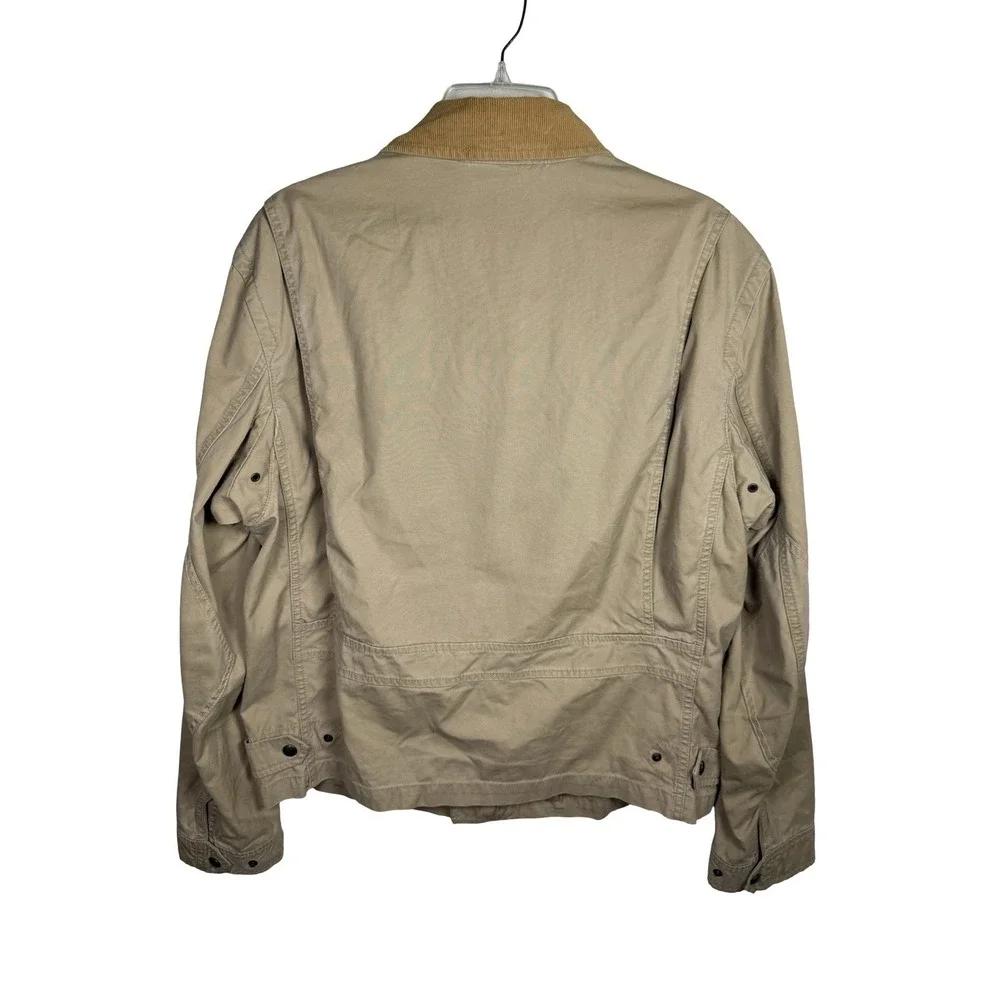 Vtg Polo Ralph Lauren Men L Khaki Field Jacket Corduroy Collar Military